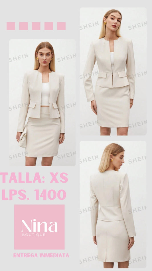 Conjunto beige: falda y blazer