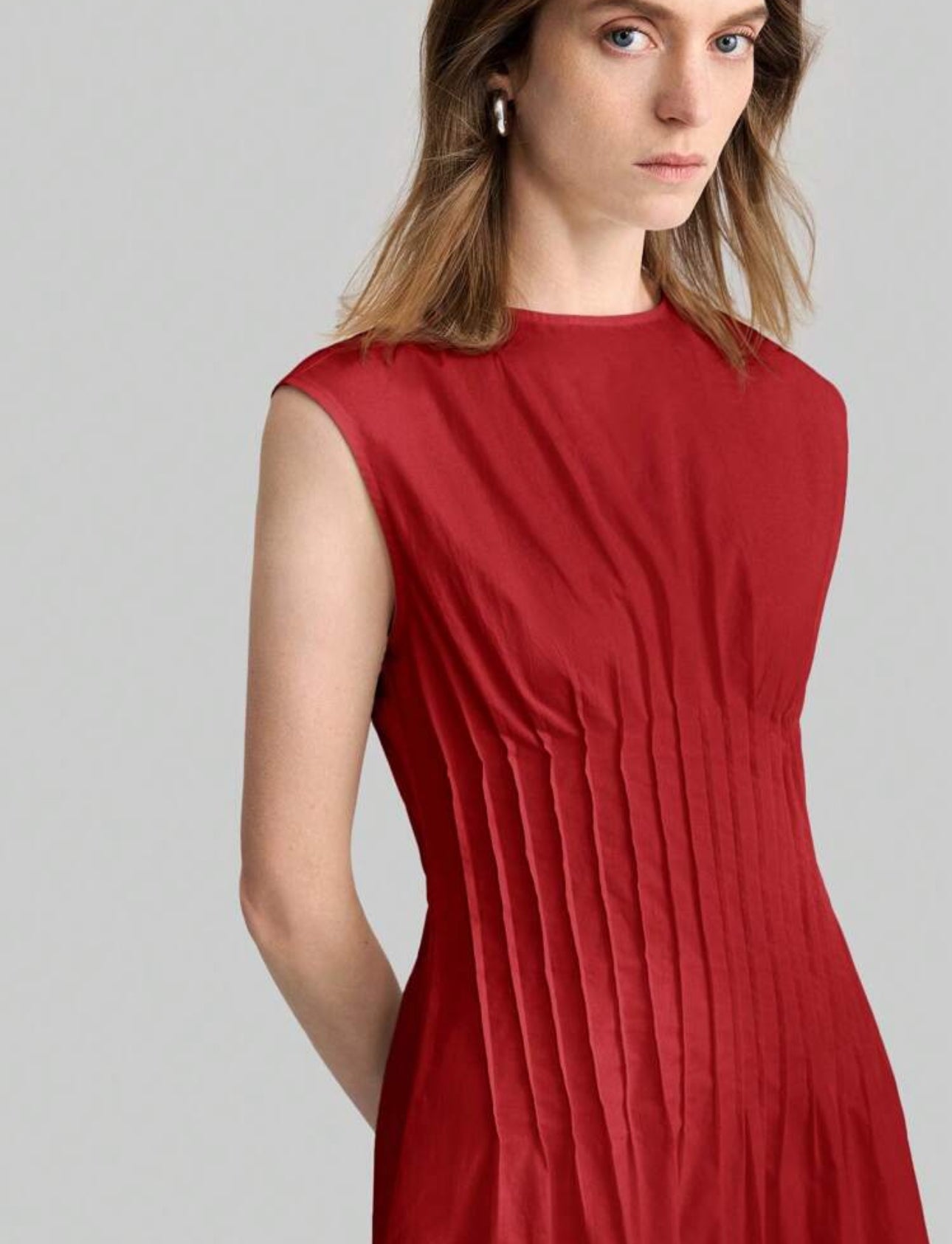 Vestido rojo ocre largo