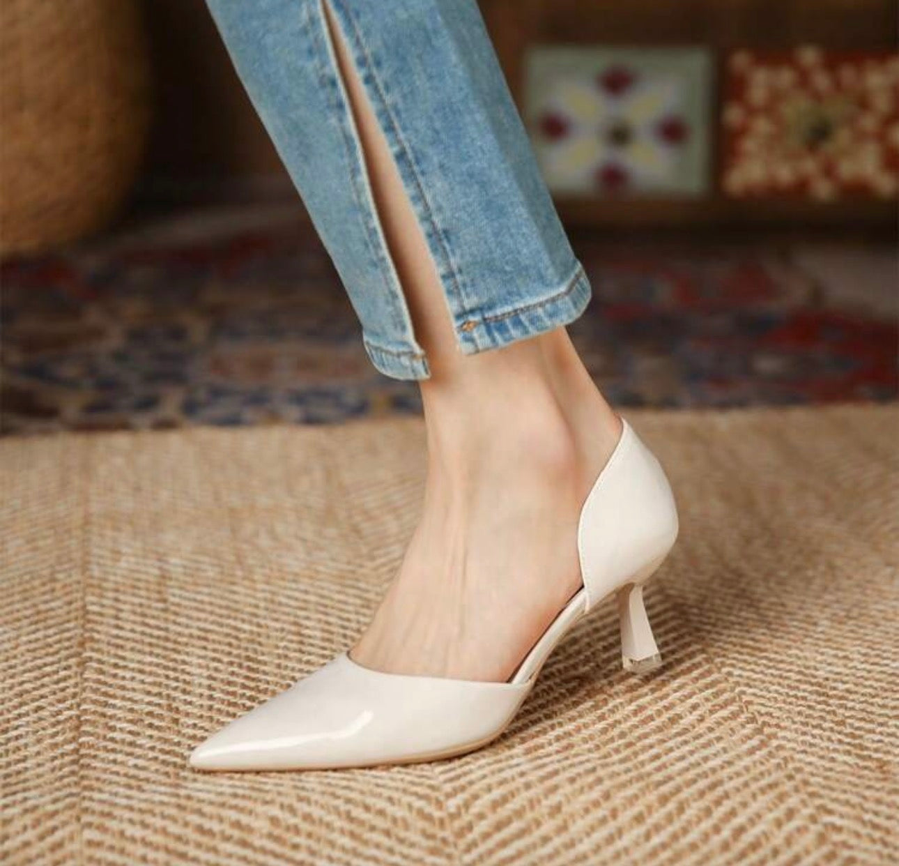 Tacones color perla