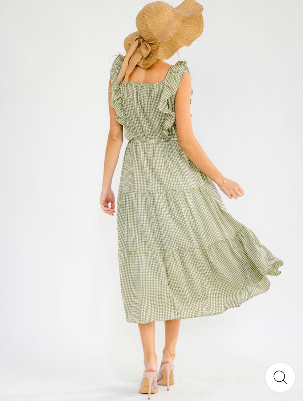 Vestido verde maxi cuadriculado