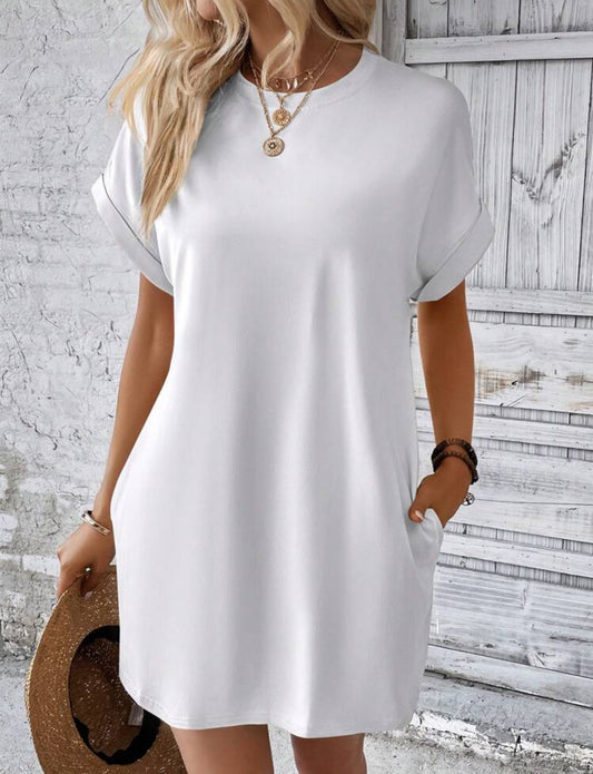 Vestido estilo camiseta color blanco