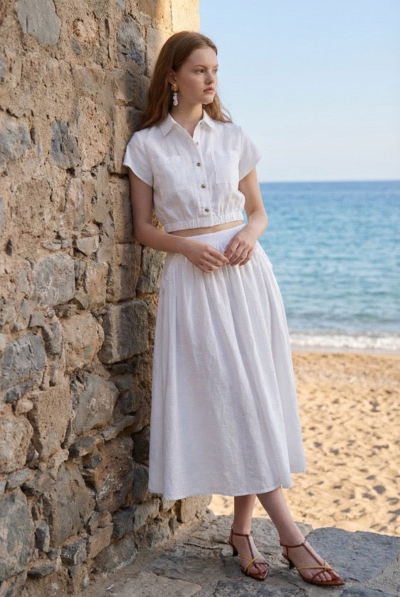 Conjunto blanco: camisa y falda Rubienn