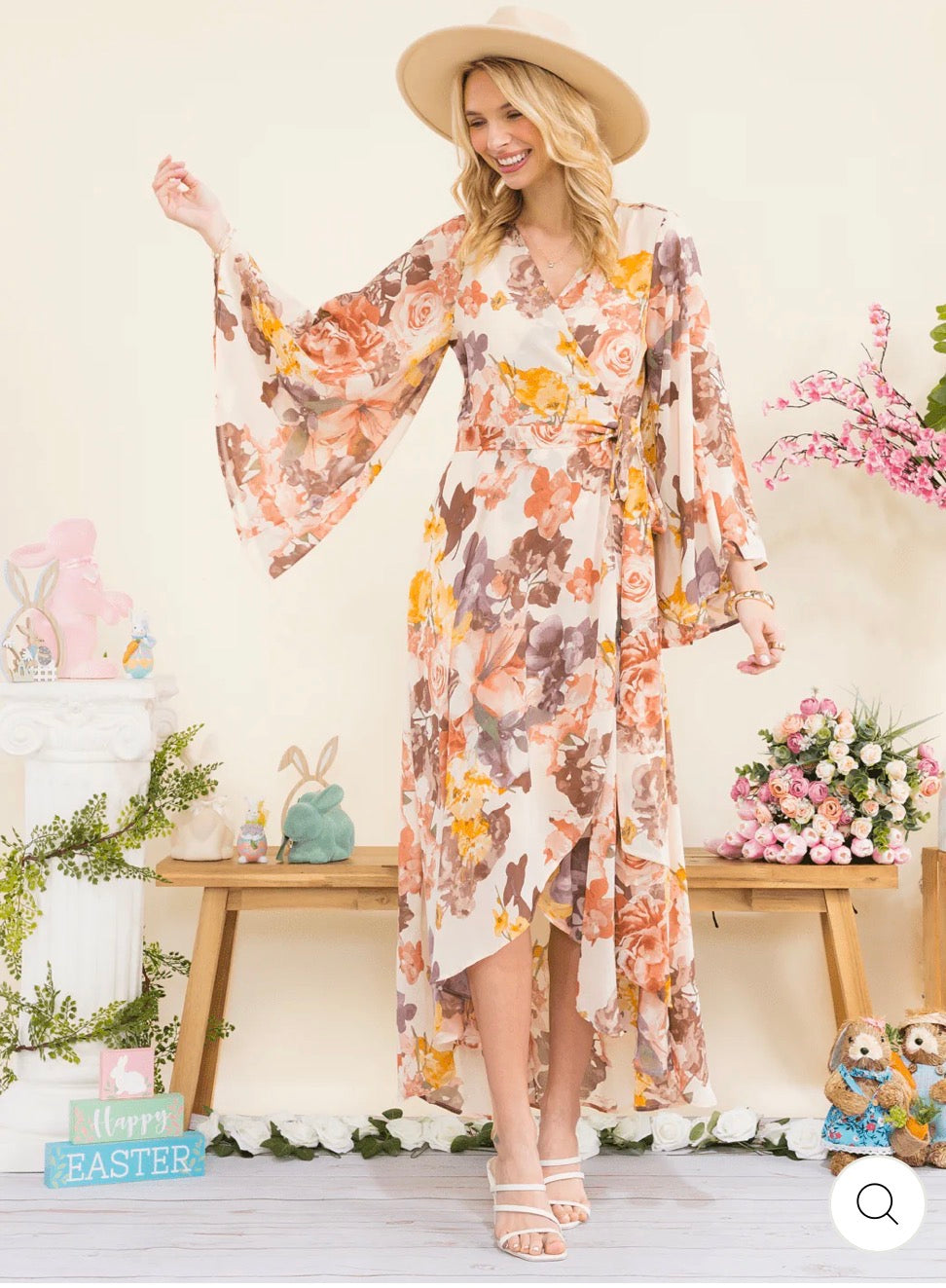 Vestido maxi floral peach