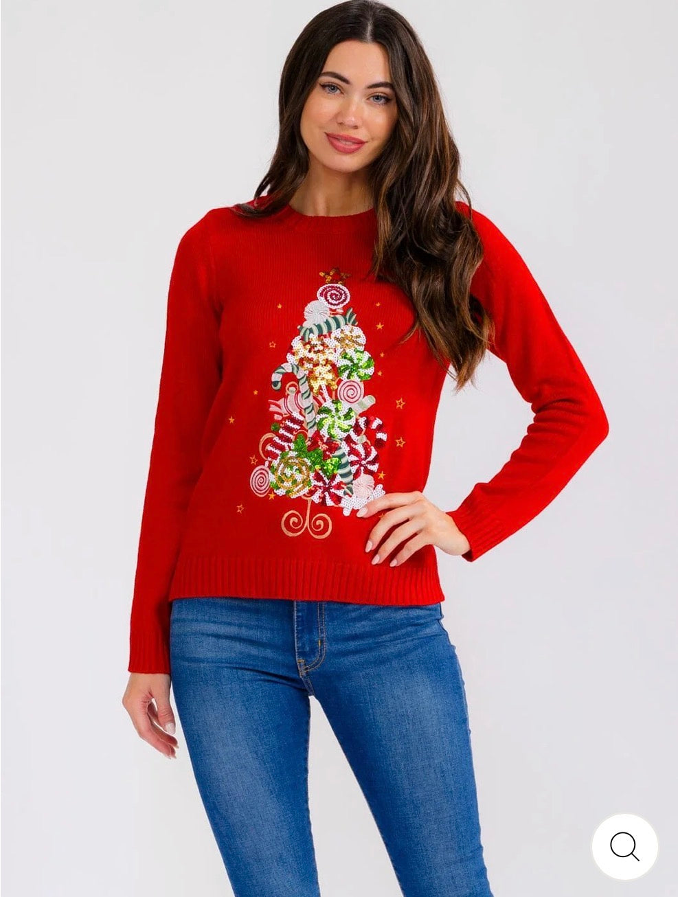 Suéter Navidad con arbolito multicolor.