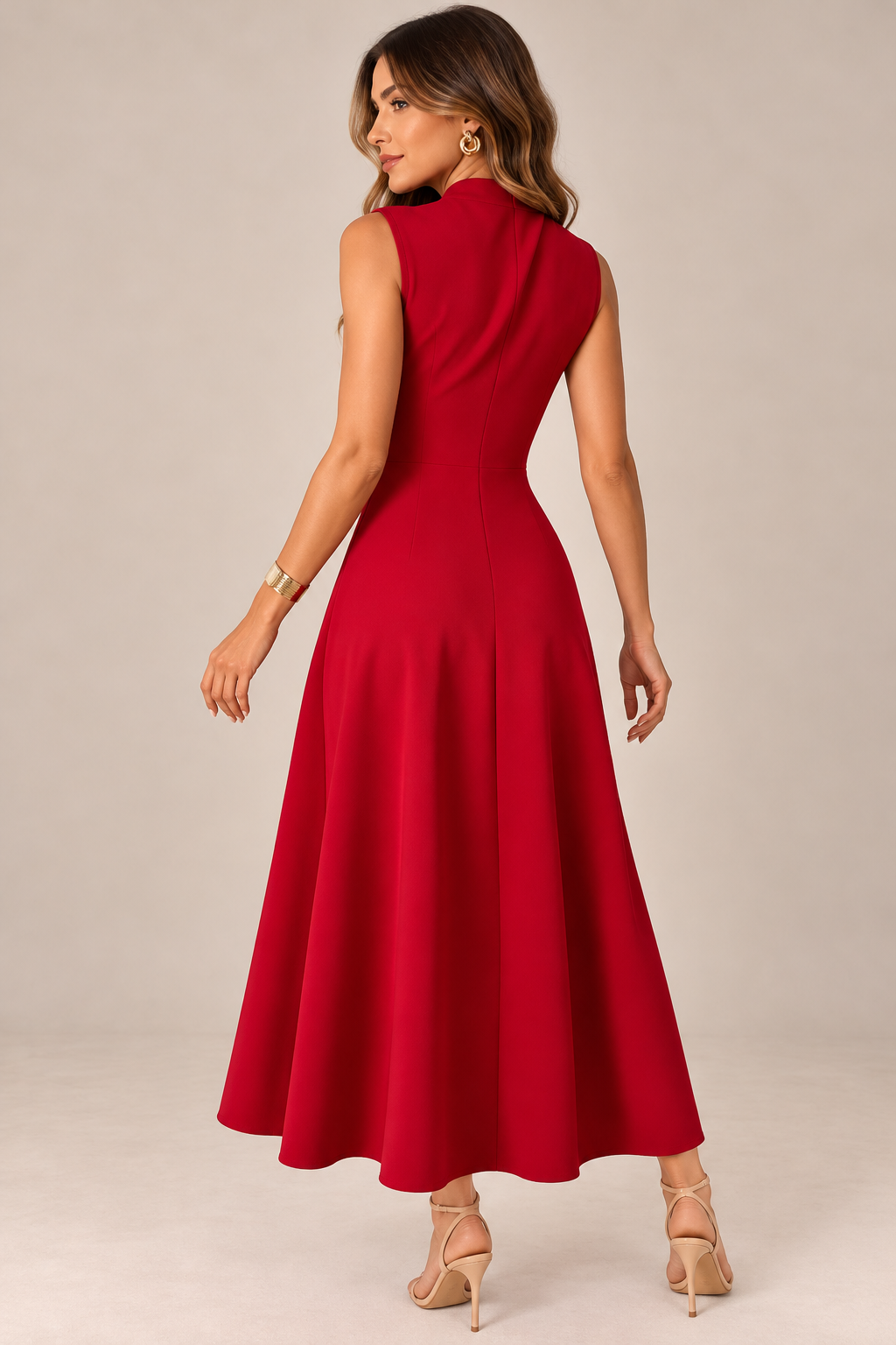 Vestido rojo plisado Elegante