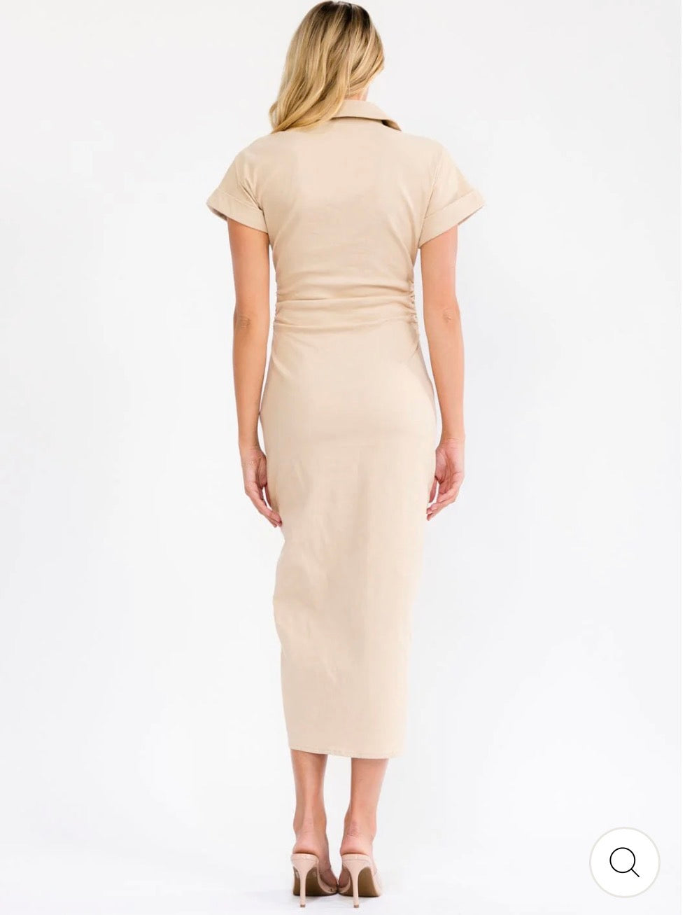 Vestido beige maxi camisero Denim