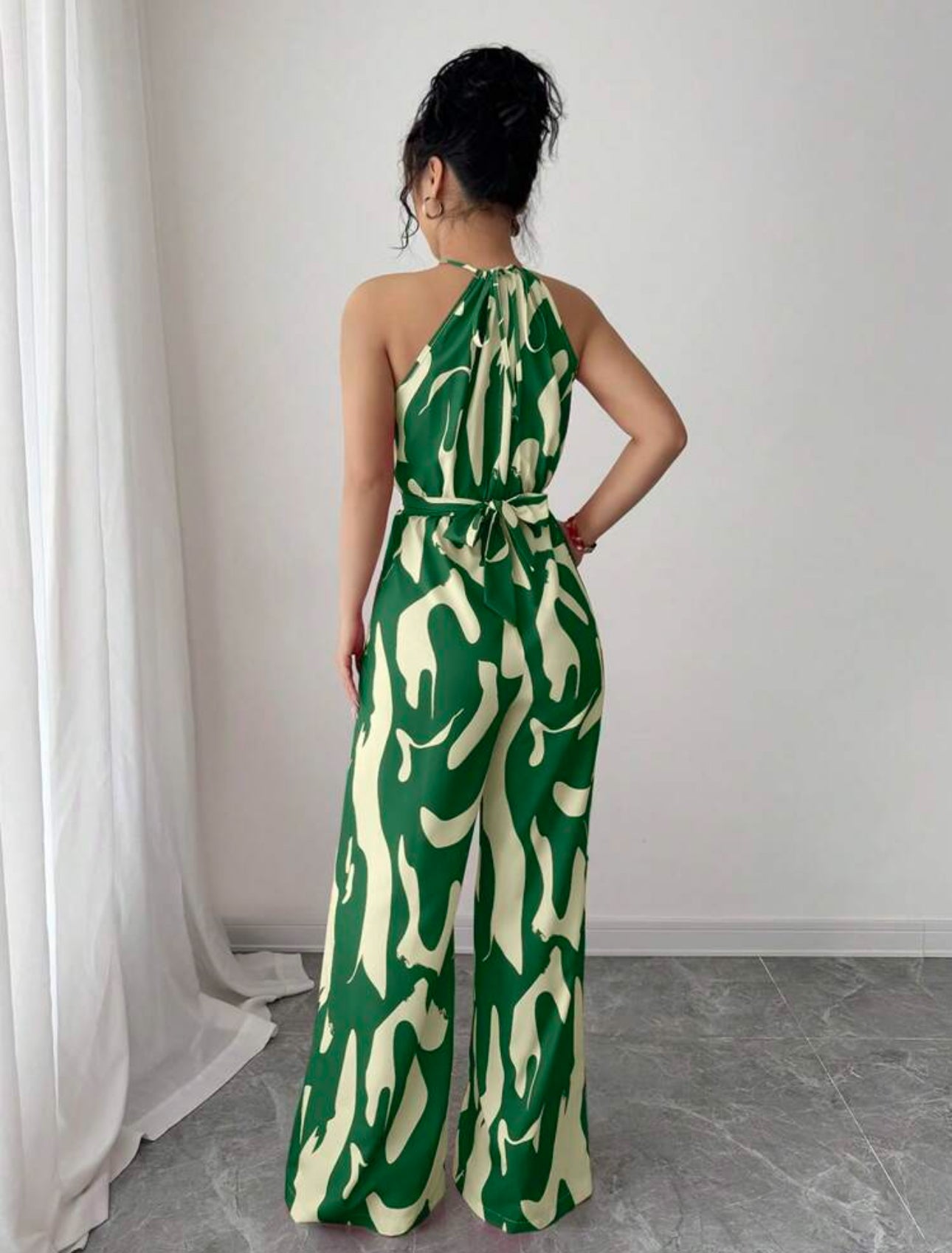 Jumpsuit beige y verde
