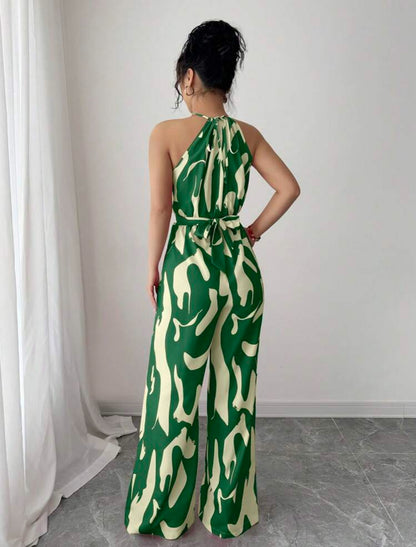 Jumpsuit beige y verde