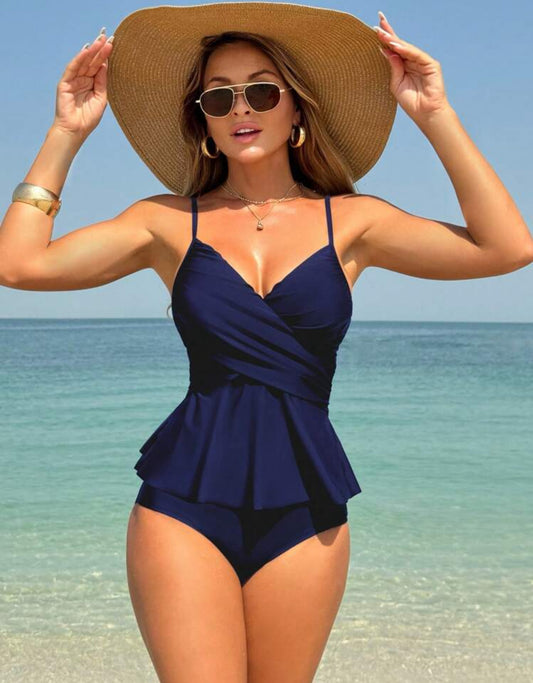 Traje de baño tankini color azul marino