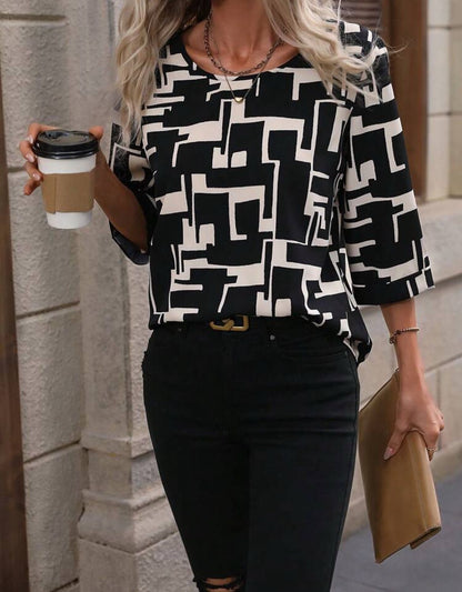 Camisa negra con beige