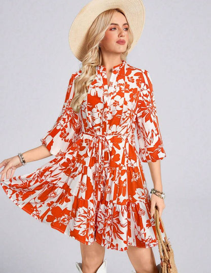 Vestido anaranjado estampado floral