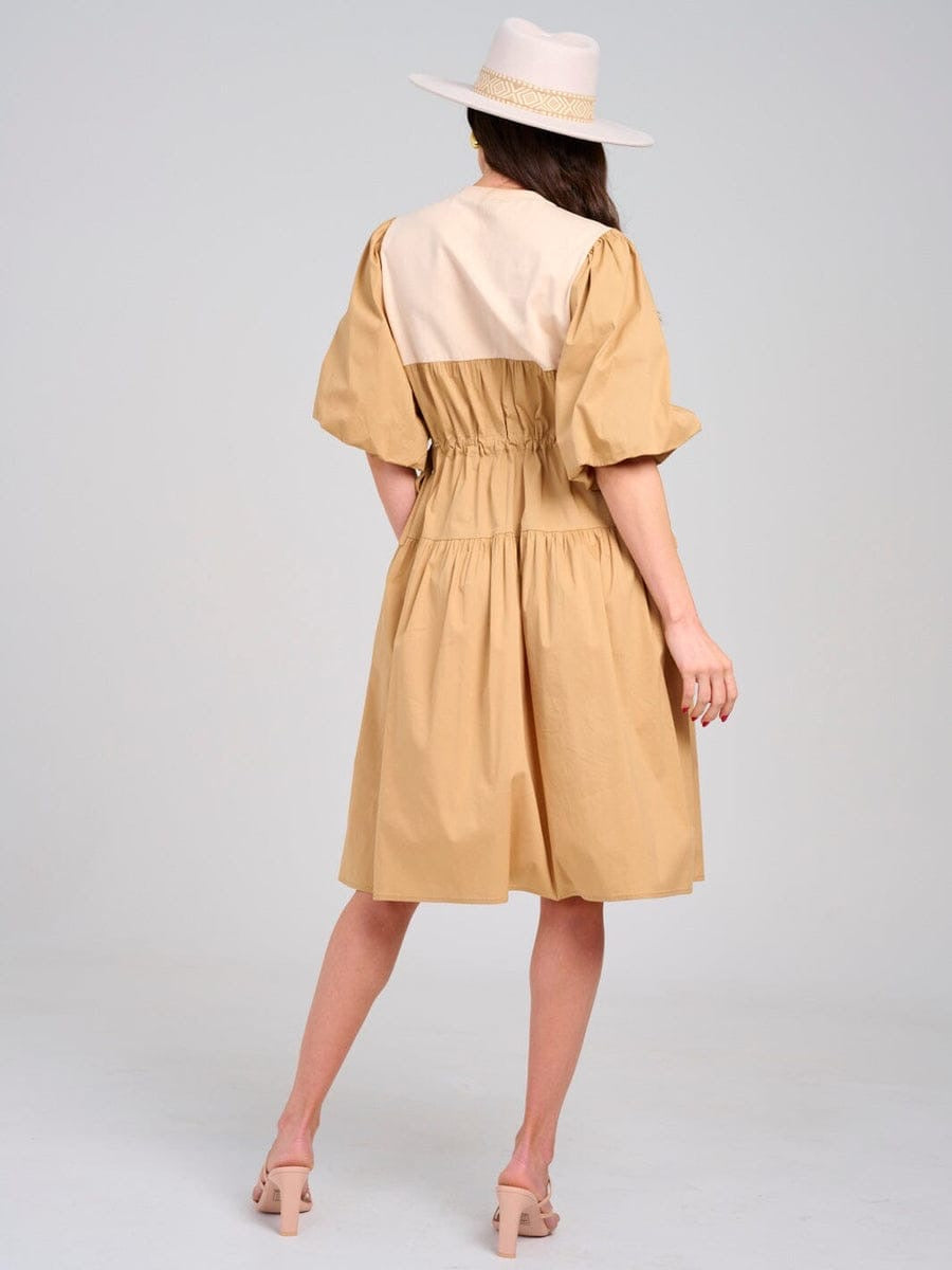 Vestido beige MIDI puff