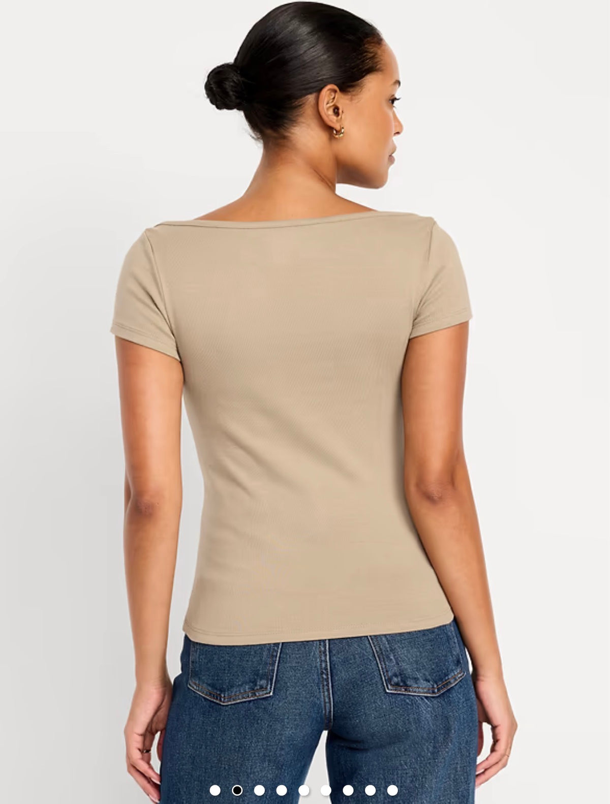 Camisa Snug Boatneck color beige Old Navy