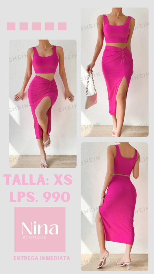 Set falda y top color fucsia