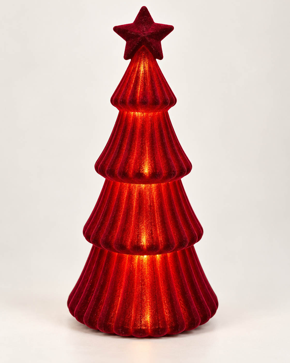 Árbol Navideño Velvet Borgoña con Luz 22 cm de alto