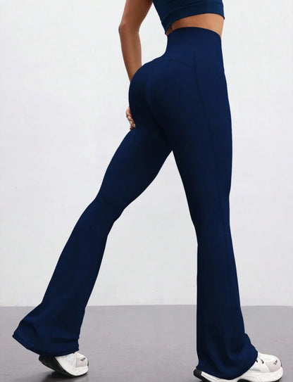 Leggings azul marino tiro alto y acampanado