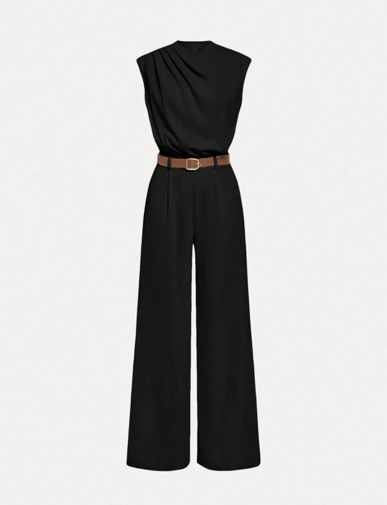 Jumpsuit negro cuello alto y con cinturón