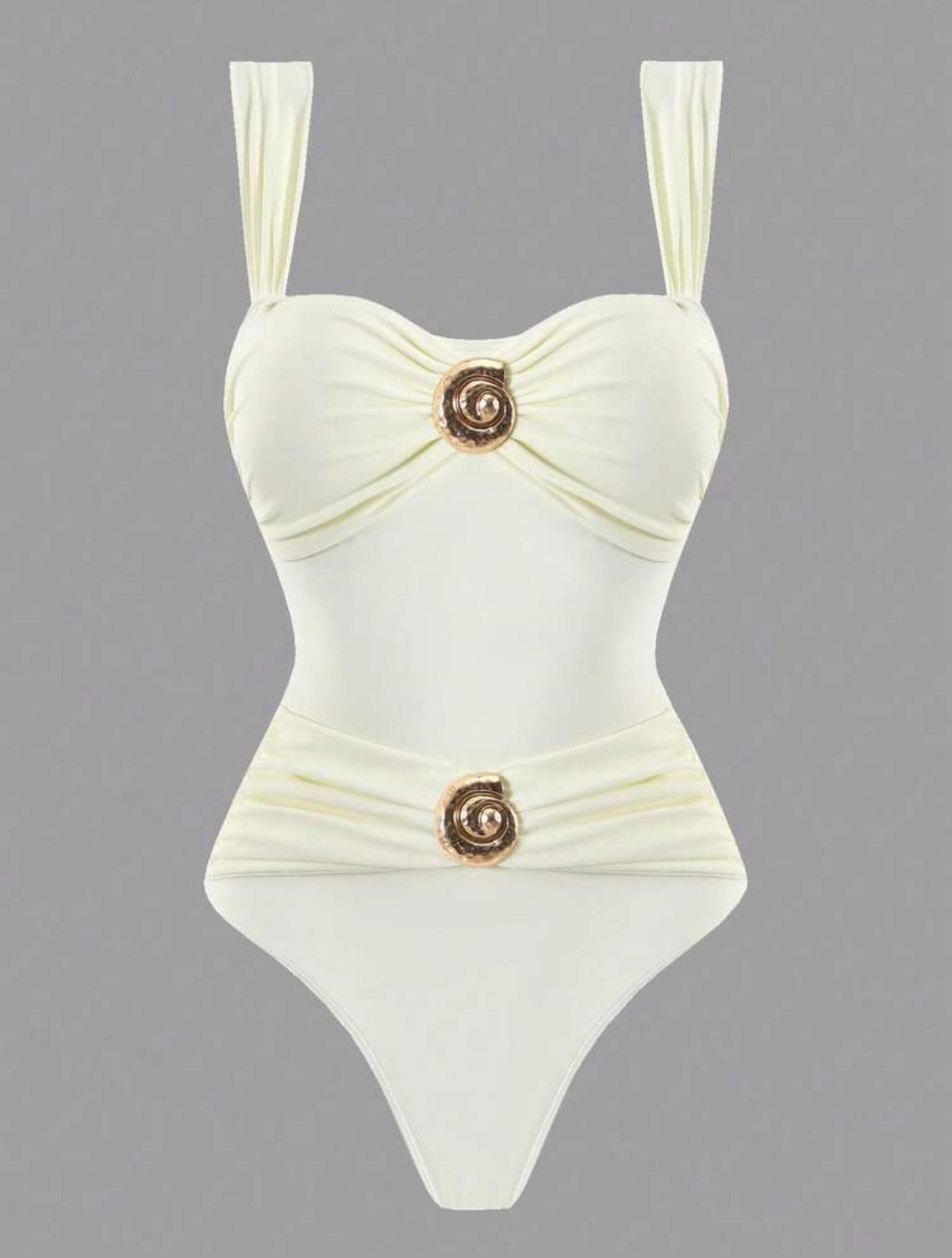 Conjunto traje de baño y pantalón beige (dos piezas)