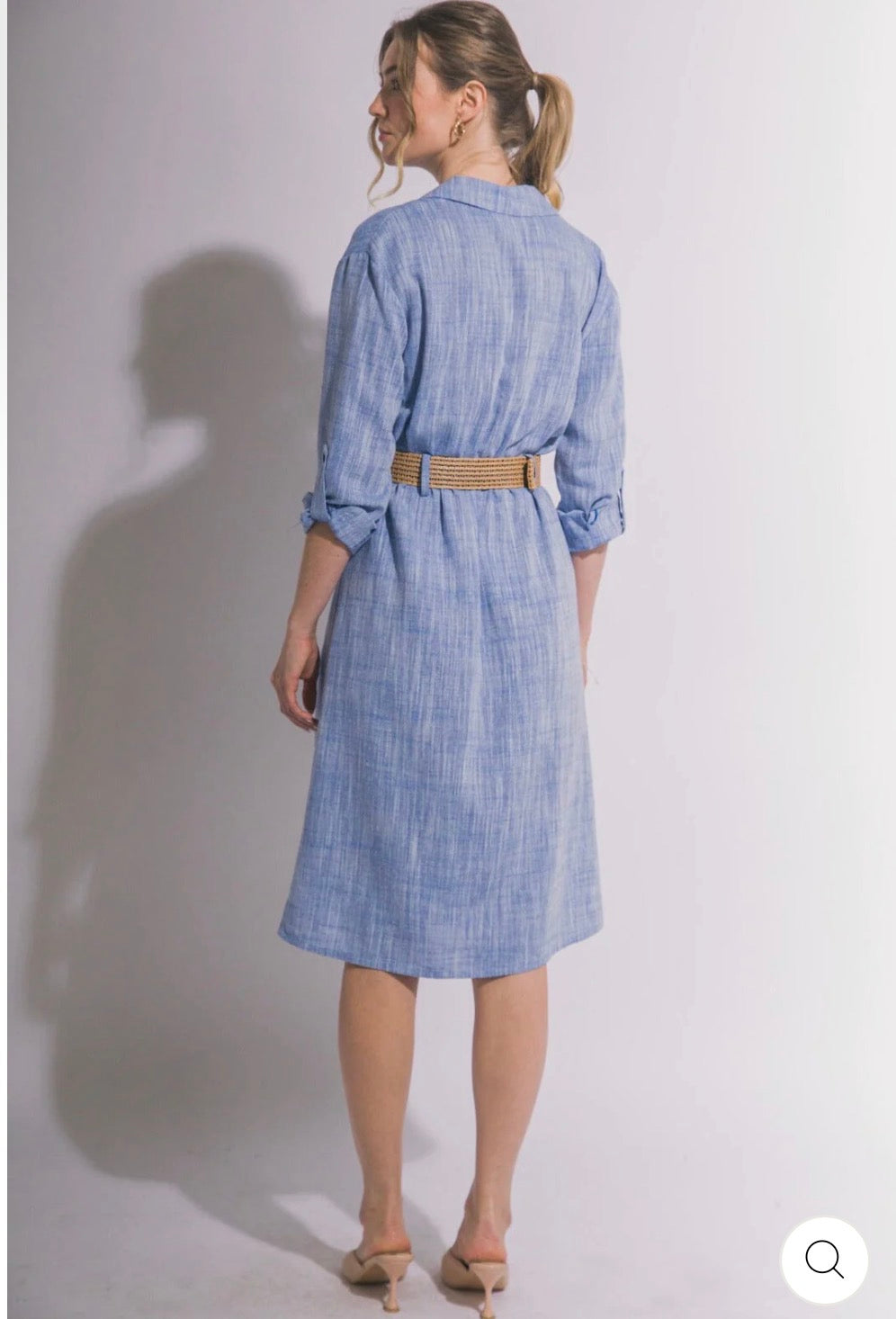 Vestido camisero midi azul celeste