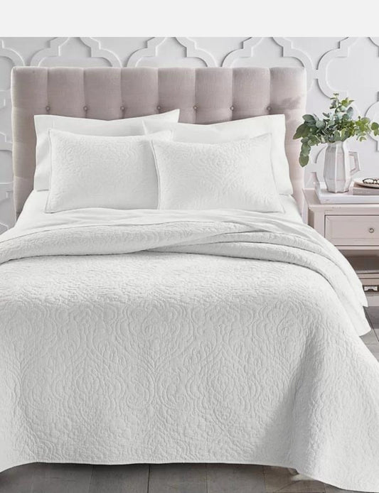 Charter Club Sculpted Paisley Cotton Quilts. Full Queen. 100% algodón.