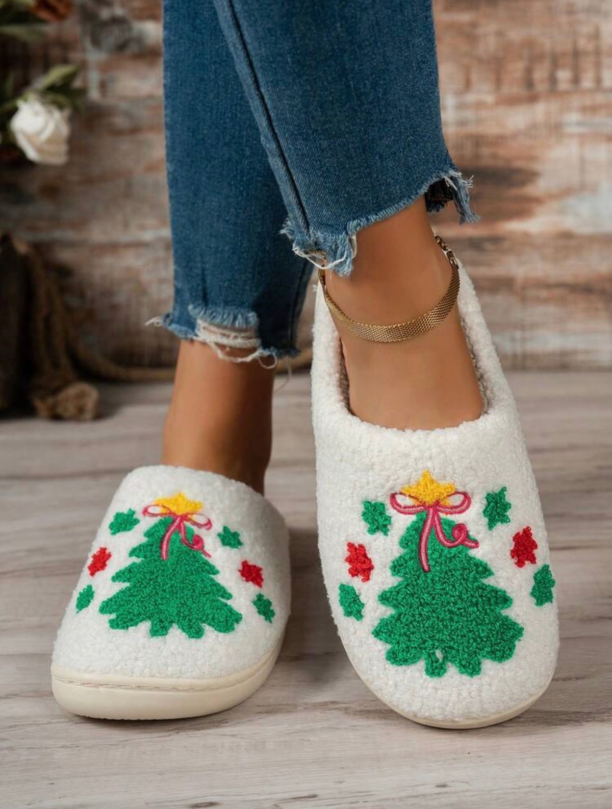 Pantuflas arbolito estrella dorada