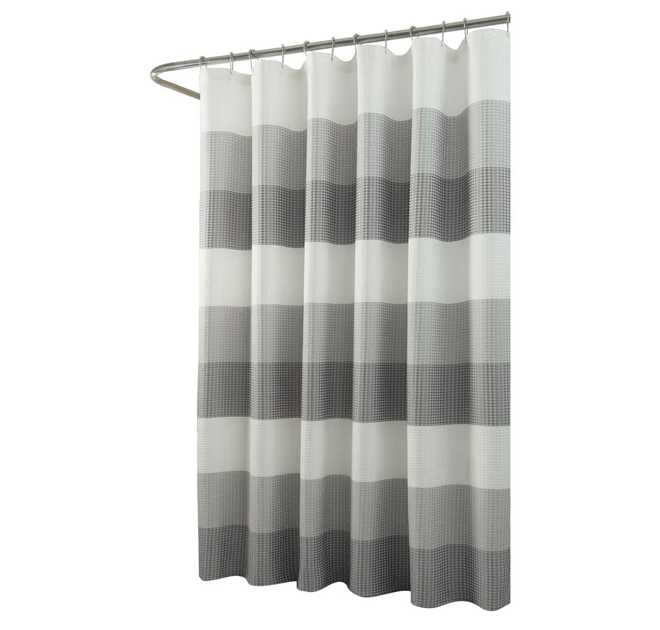 Dainty Home | Smoke Grey Ombre Waffle Weave Shower Curtain - 70" x 72" - Water Resistant Polyester Blend Fabric Shower Curtain - The Best Gradient Design Washable Waffle Shower Curtain
