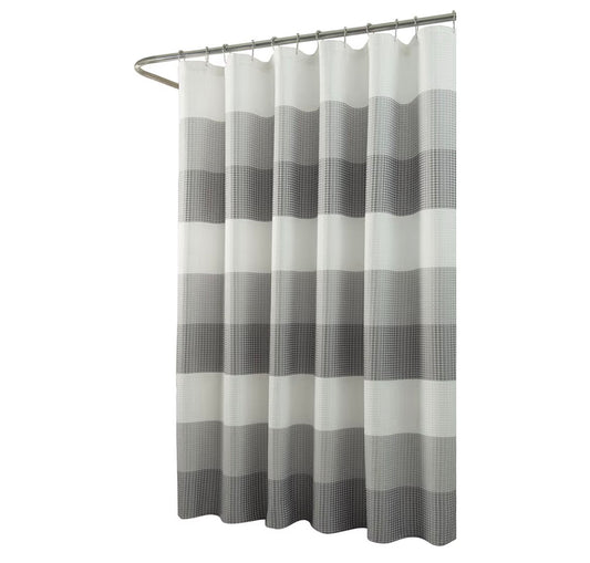Dainty Home | Smoke Grey Ombre Waffle Weave Shower Curtain - 70" x 72" - Water Resistant Polyester Blend Fabric Shower Curtain - The Best Gradient Design Washable Waffle Shower Curtain