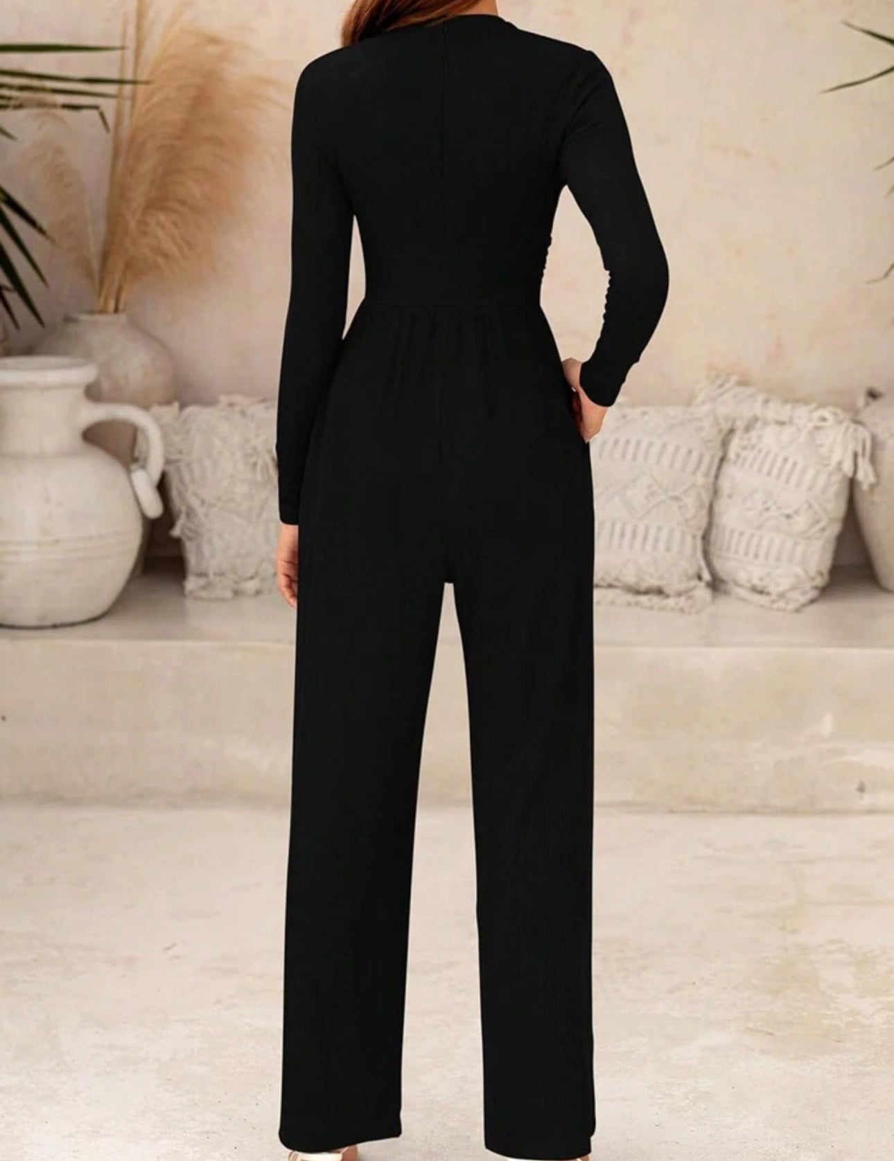Jumpsuit negro manga larga