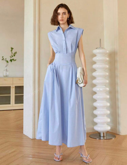 Vestido azul claro largo