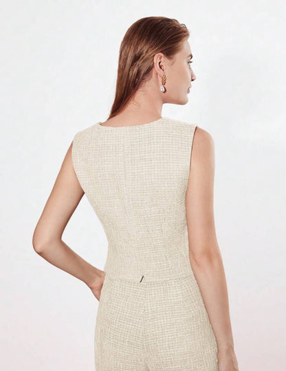 Blazer sin mangas color beige
