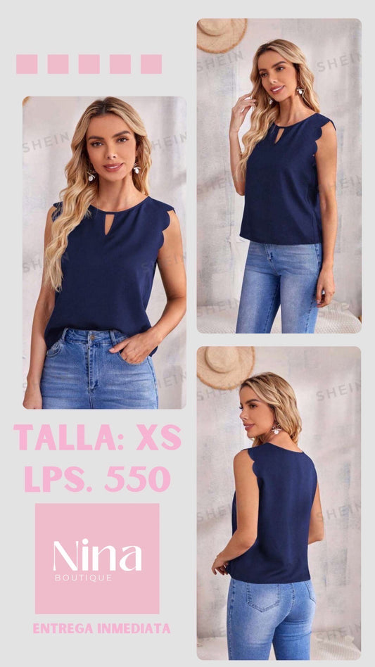 Camisa azul sin mangas