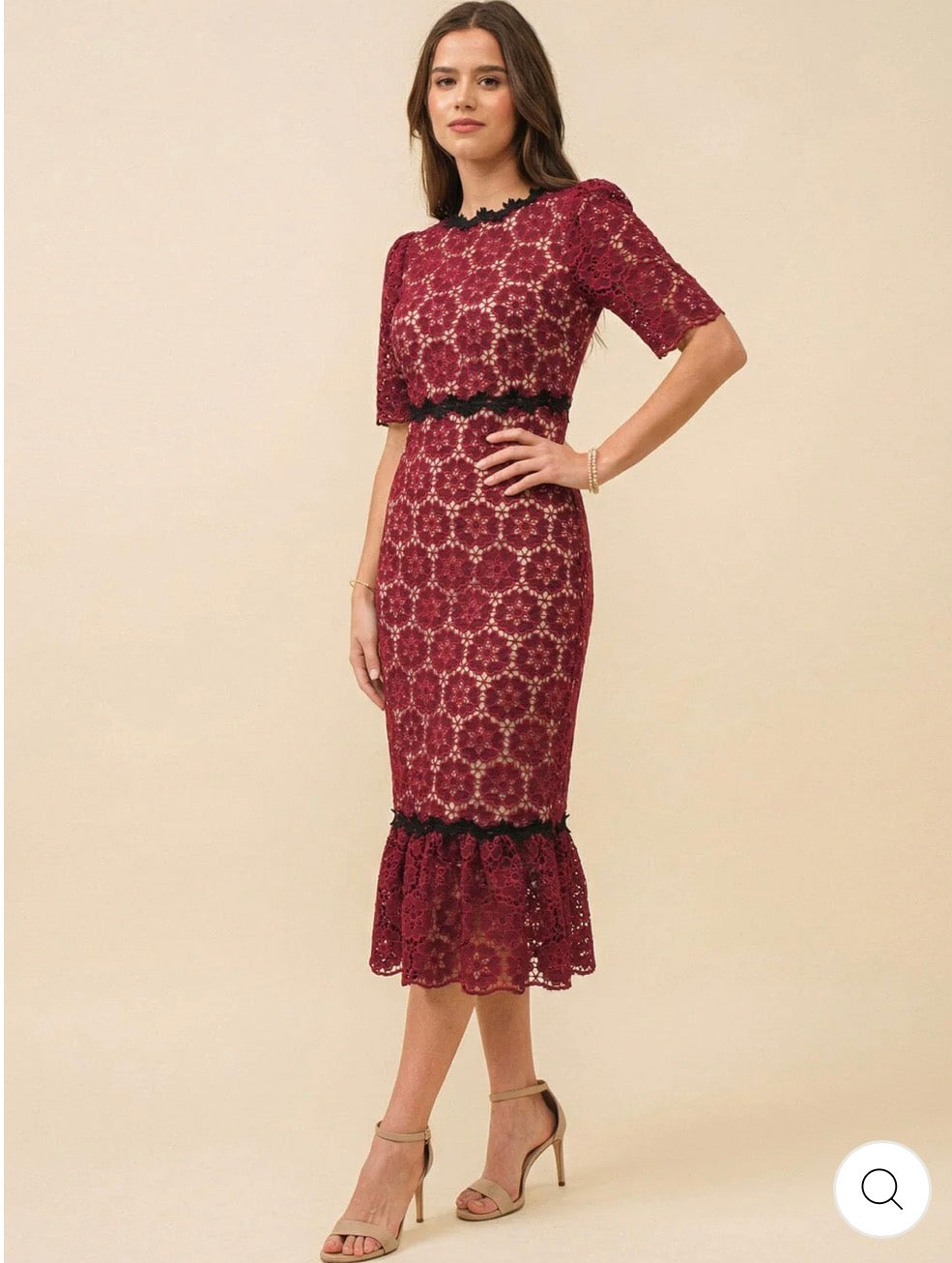 Vestido rojo maxi crochet open back