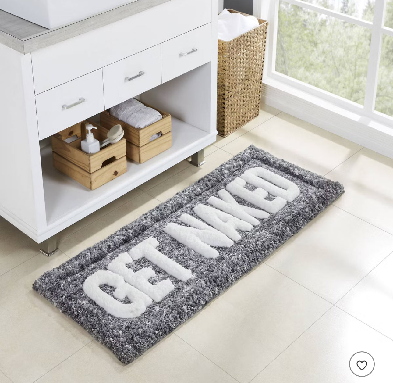 VCNY 24"x60" Home Get Naked Statement Bath Rug Charcoal Gray