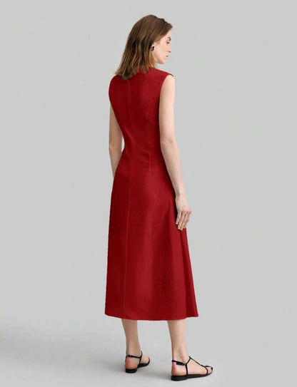 Vestido rojo ocre largo