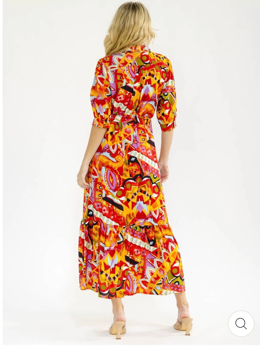 Vestido maxi multicolor con cinta