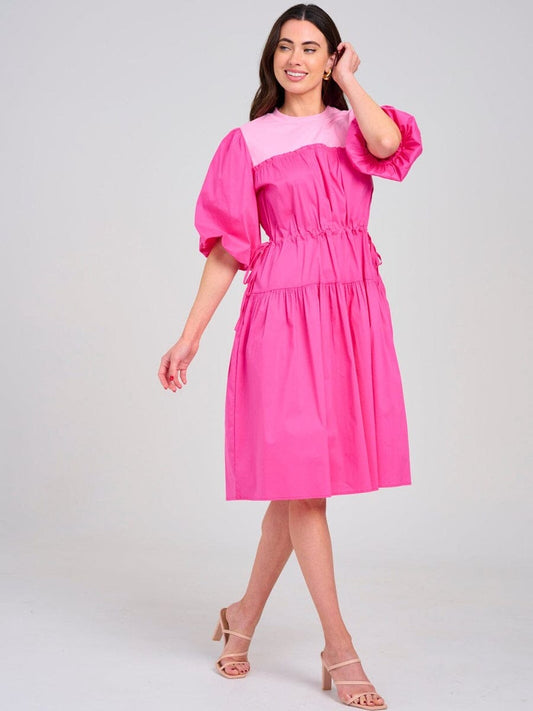 Vestido rosado MIDI puff