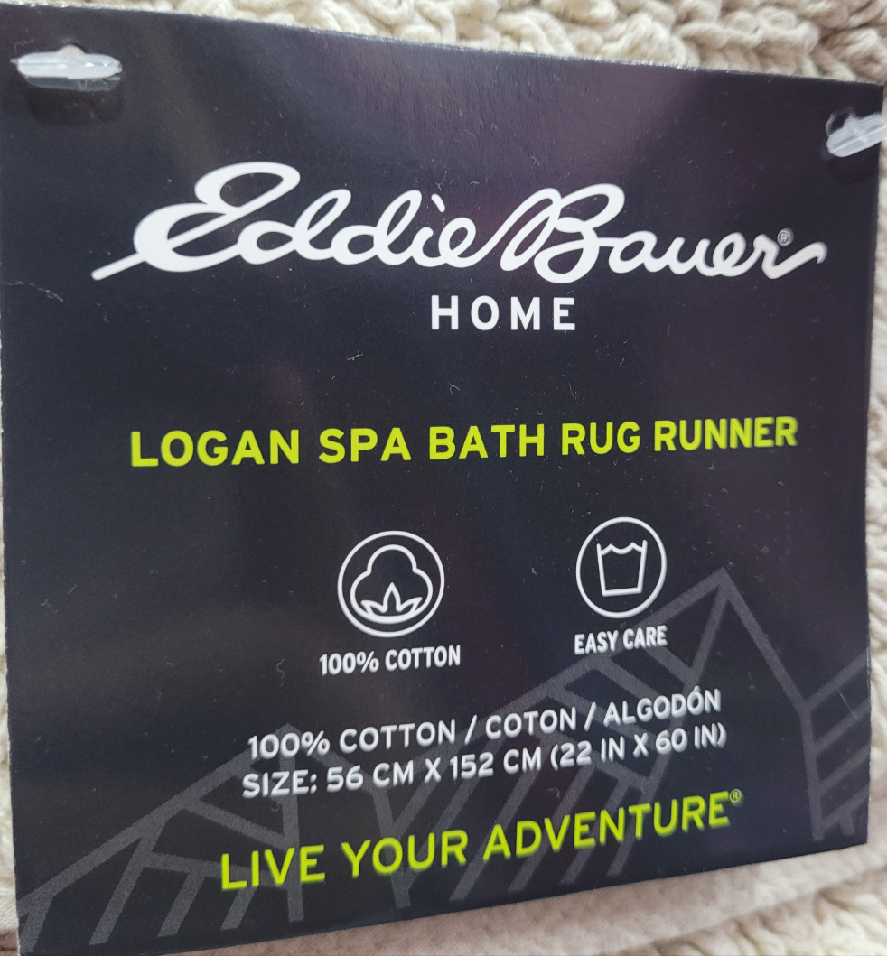 Eddie Bauer Logan Bathroom Rug Runner Cotton 60" x 22", 1 Alfombra de Baño, Gris