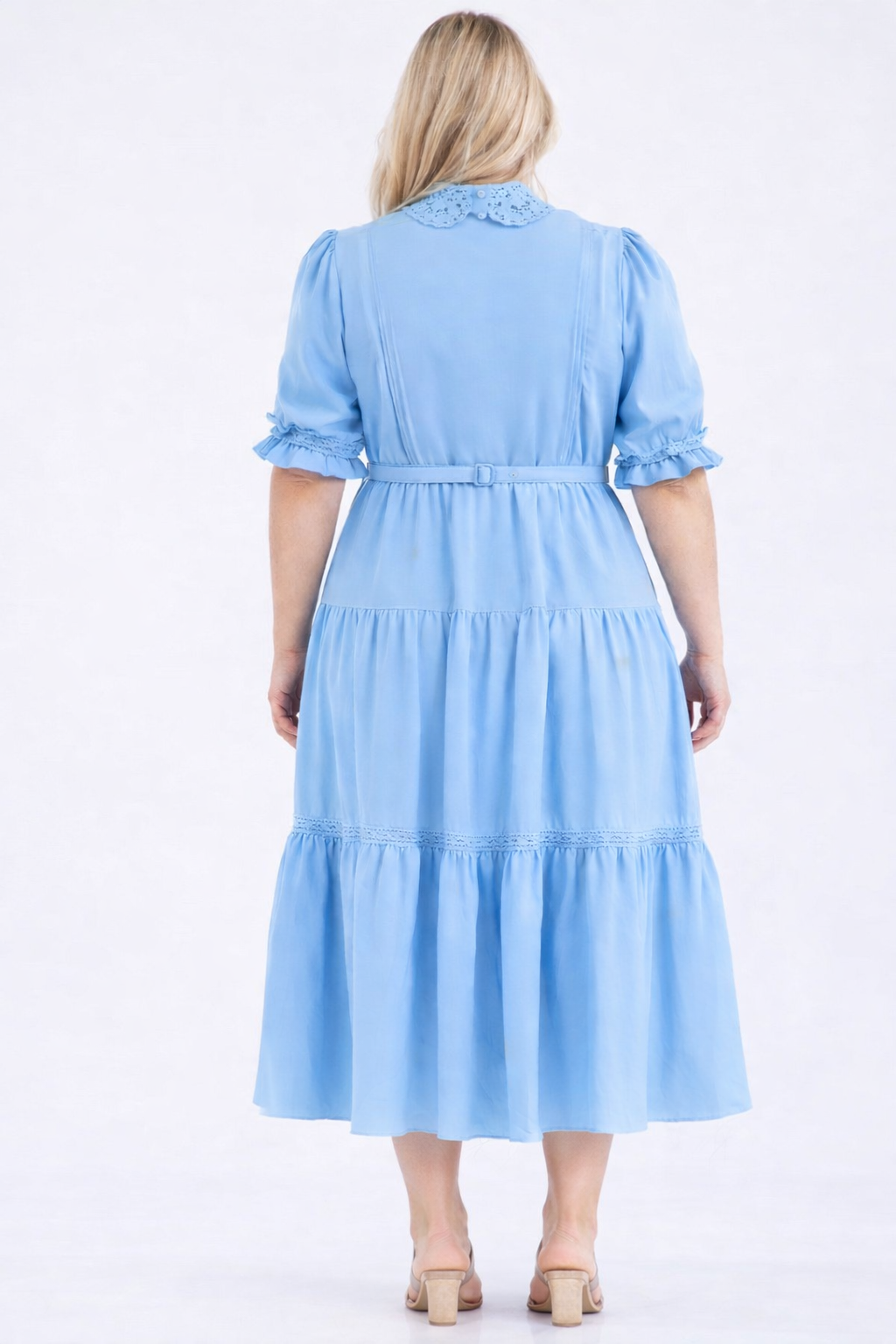 Vestido azul celeste  largo Plus