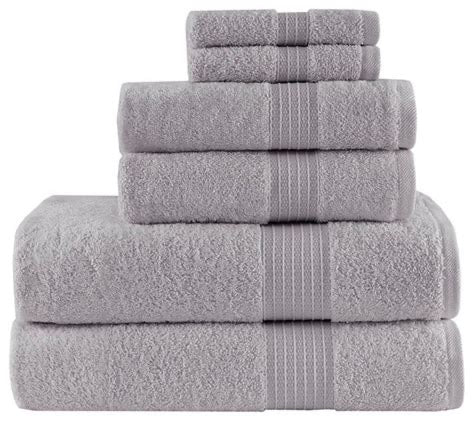 Madison Park Organic 100% Cotton Bathroom Towel Set, Highly Absorbent, Quick Dry, Include for Shower, Handwash & Facial Washcloth, Multi-Sizes, Set de 6 Toallas, Gris