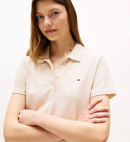 Vestido polo de algodón beige con stretch regular fit