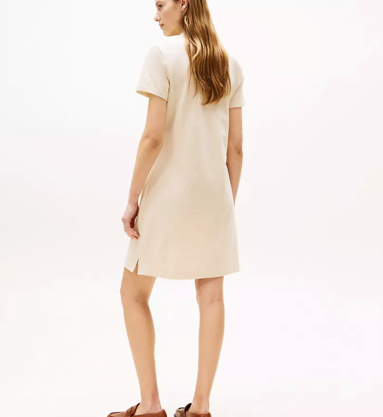 Vestido polo de algodón beige con stretch regular fit