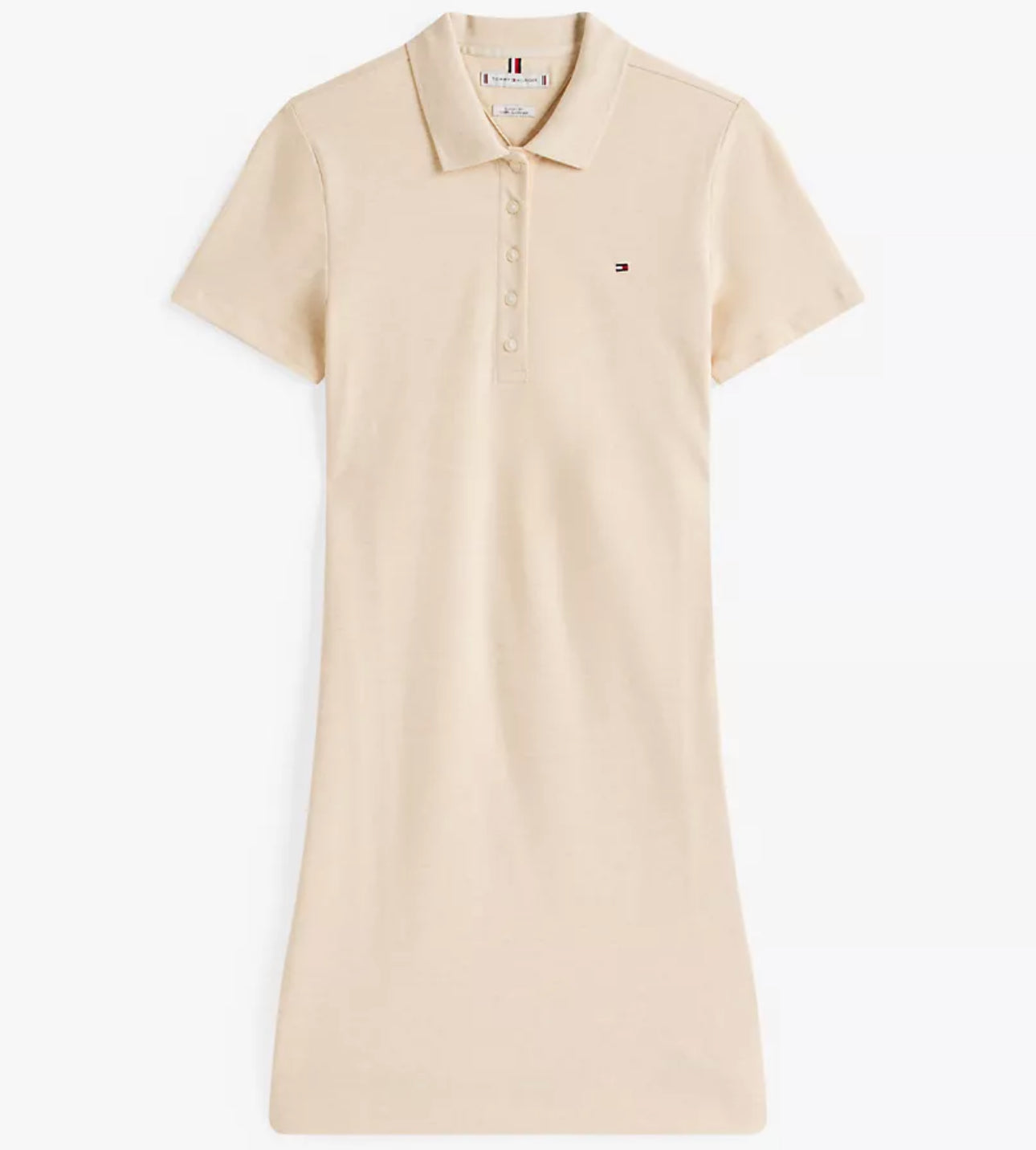 Vestido polo de algodón beige con stretch regular fit