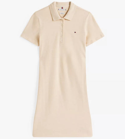 Vestido polo de algodón beige con stretch regular fit
