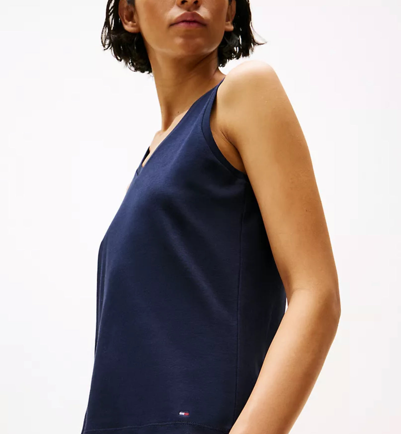 Camisa cuello V azul marino estilo tank top