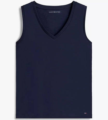 Camisa cuello V azul marino estilo tank top