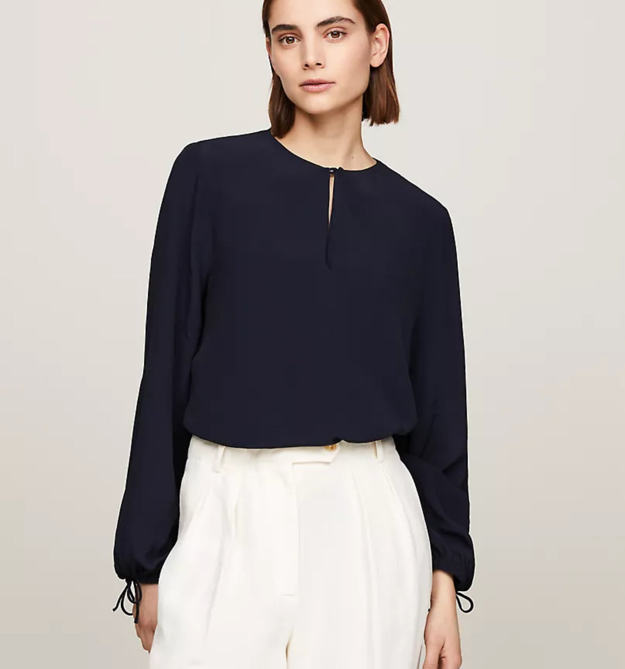 Camisa azul Tommy Hilfiger - relaxed fit crepe blouse