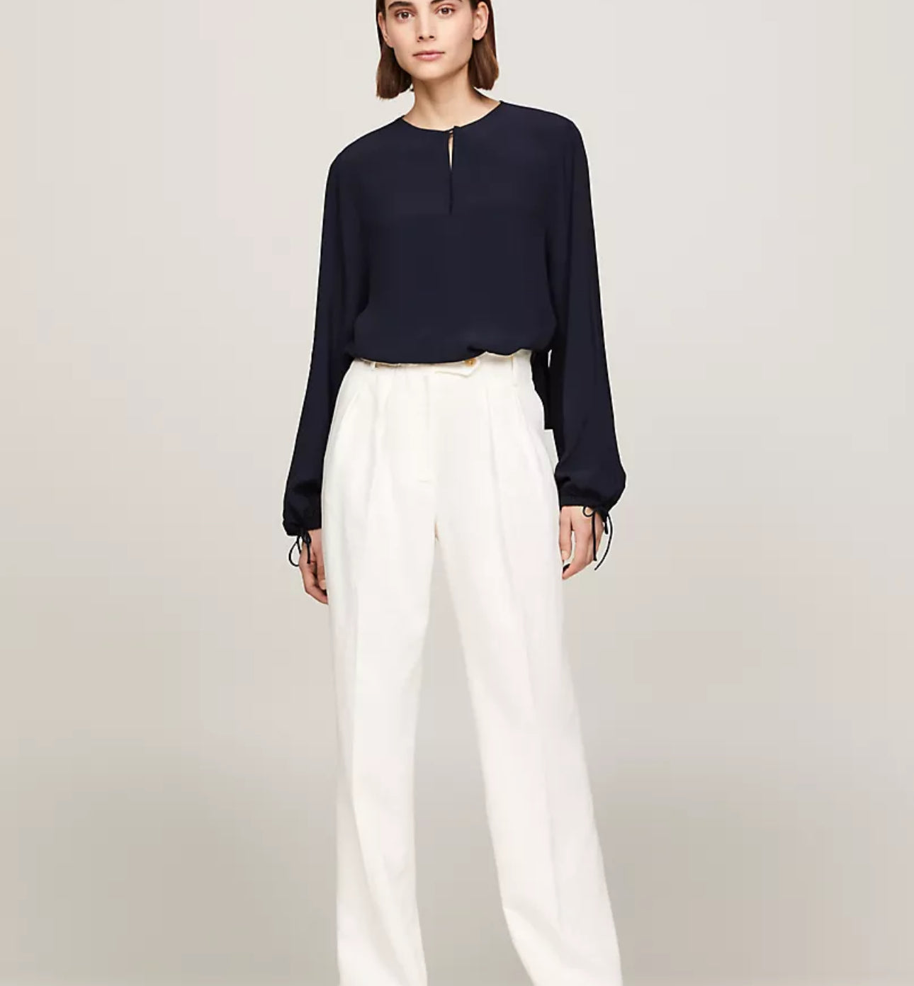 Camisa azul Tommy Hilfiger - relaxed fit crepe blouse