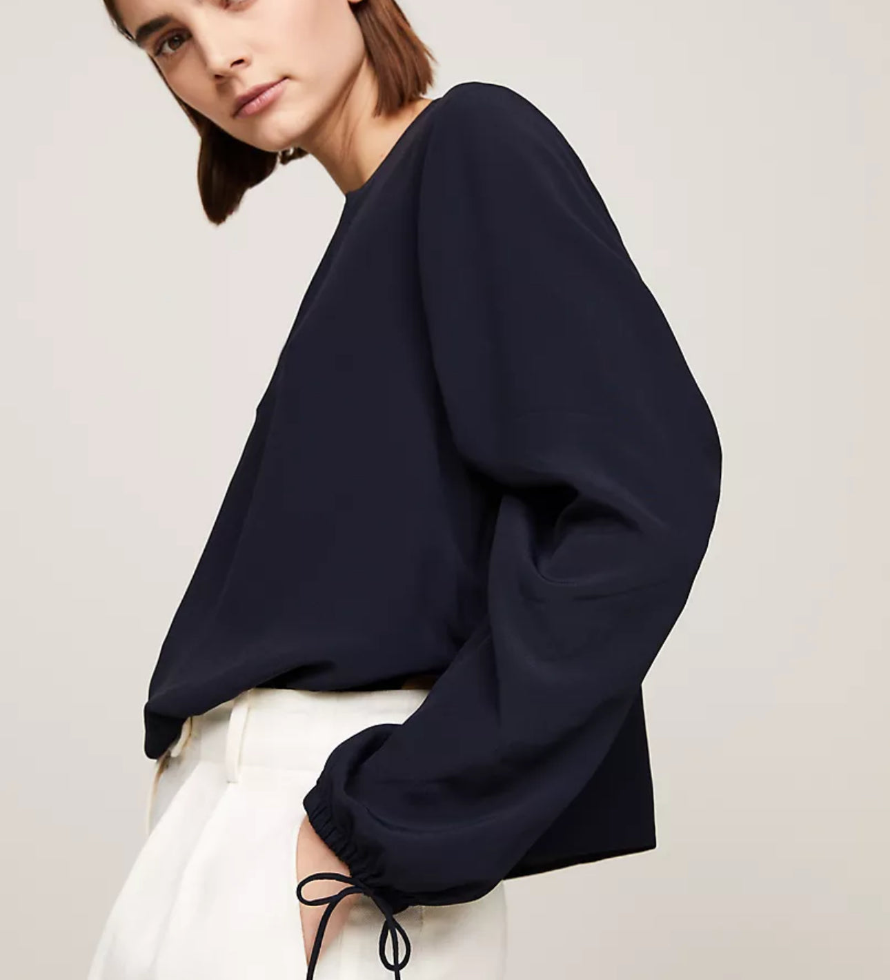 Camisa azul Tommy Hilfiger - relaxed fit crepe blouse