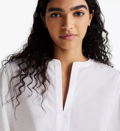 Camisa blanca cuello V Tommy Hilfiger - poplin pullover