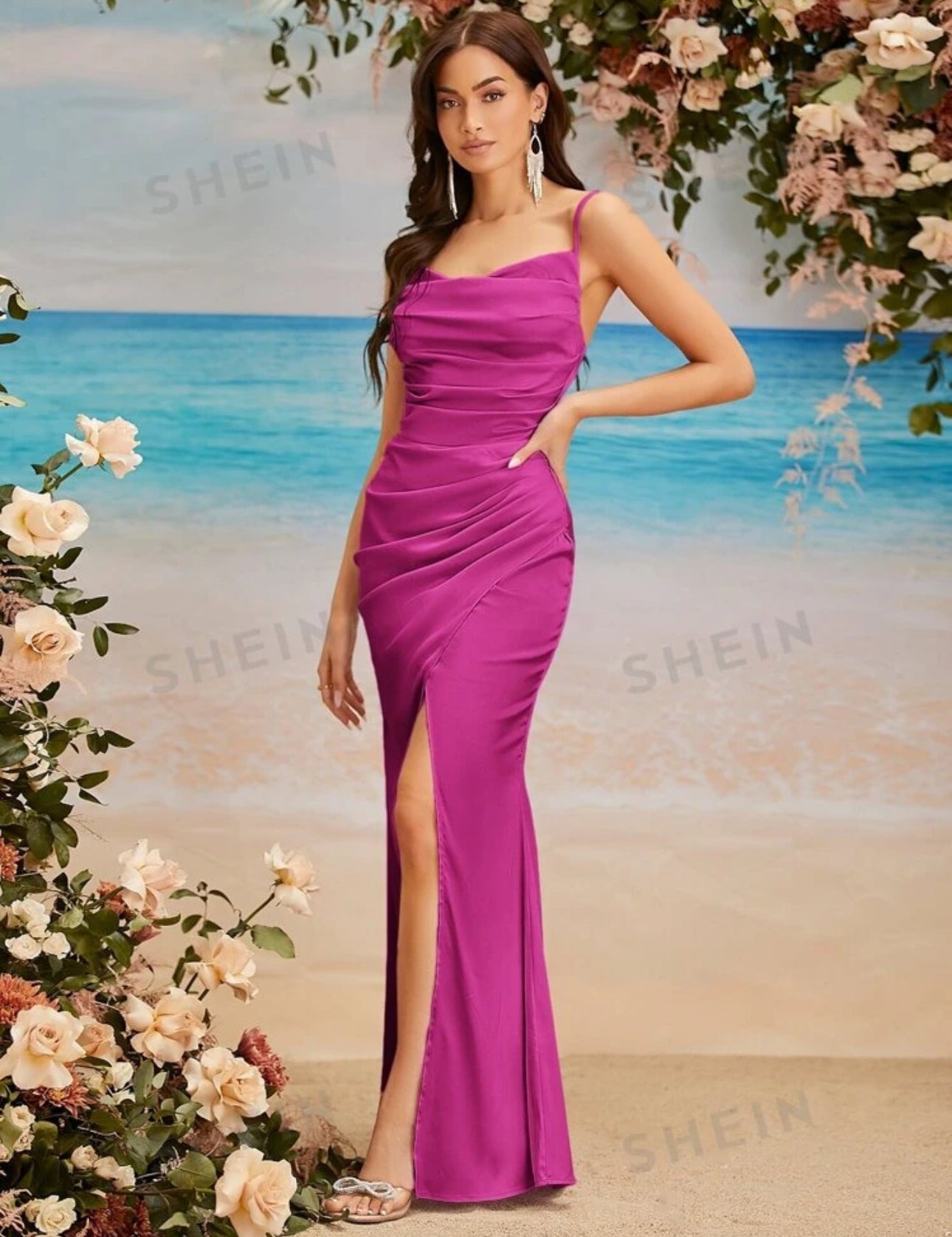 Vestido de fiesta fucsia